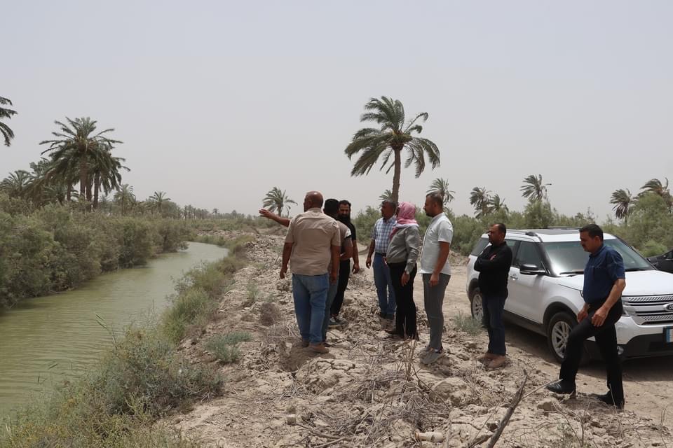 بالصور: الموارد المائية في ذي قار تجري كشفاً موقعياً للاراضي المتجاوزة في كرمة بني سعيد