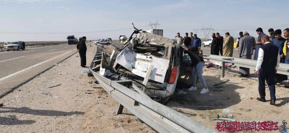 صورة من مقال: مصرع امرأة وإصابة ثلاثة في انقلاب باص على الطريق الدولي شمال الناصرية